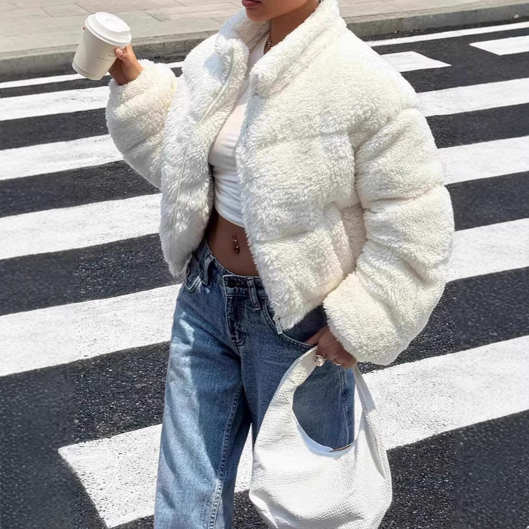 Veste Courte Teddy Femme – Style Oversize & Confort Moderne