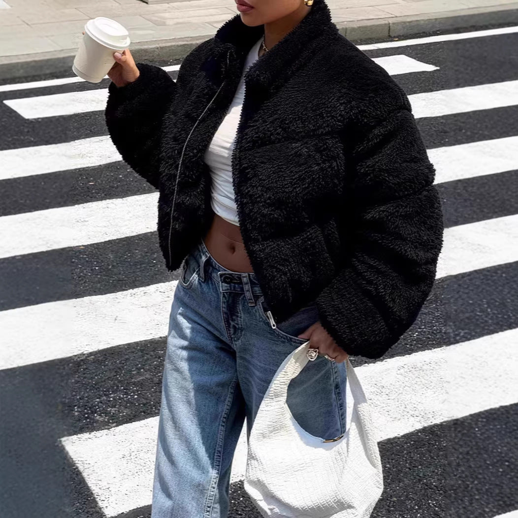 Veste Courte Teddy Femme – Style Oversize & Confort Moderne