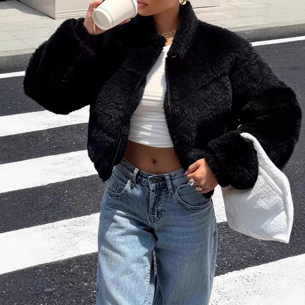 Veste Courte Teddy Femme – Style Oversize & Confort Moderne